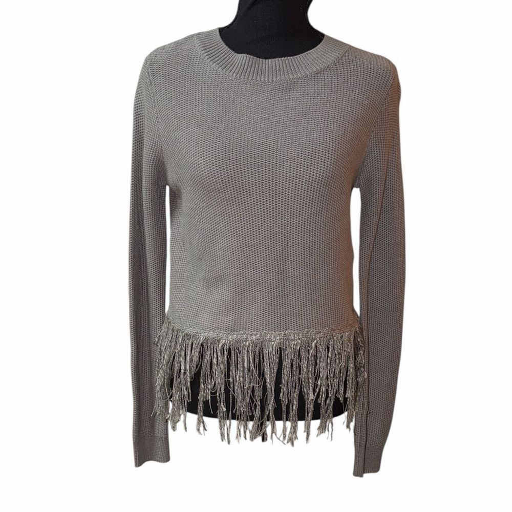 Endless Rose Gray Fringe Sweater(Size Small)